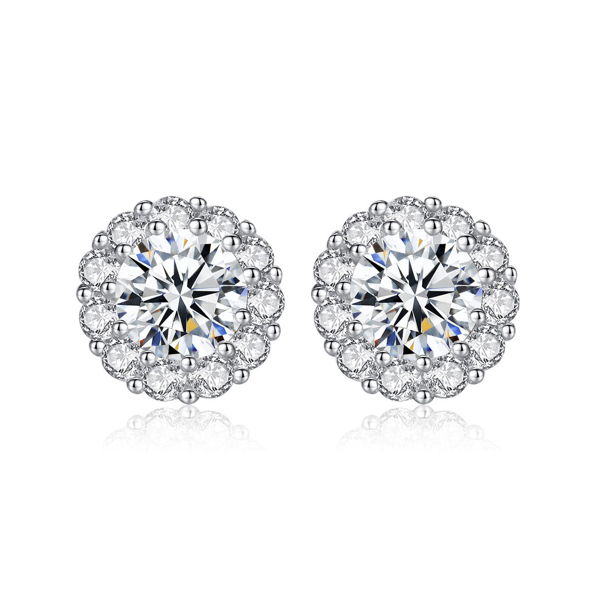 Round Flower Stud Earrings