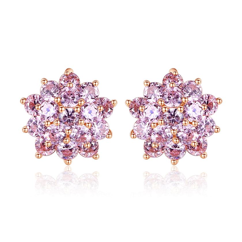 Pink Flower Stud Earrings