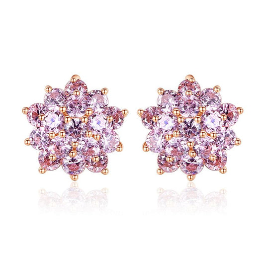 Pink Flower Stud Earrings