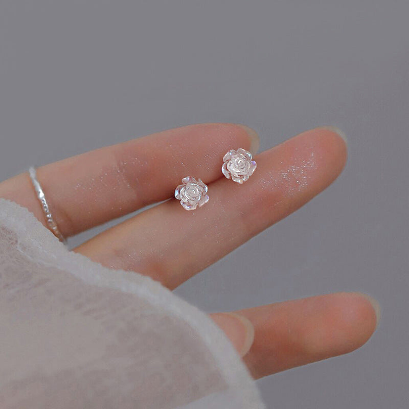 White Rose Flower Stud Earring