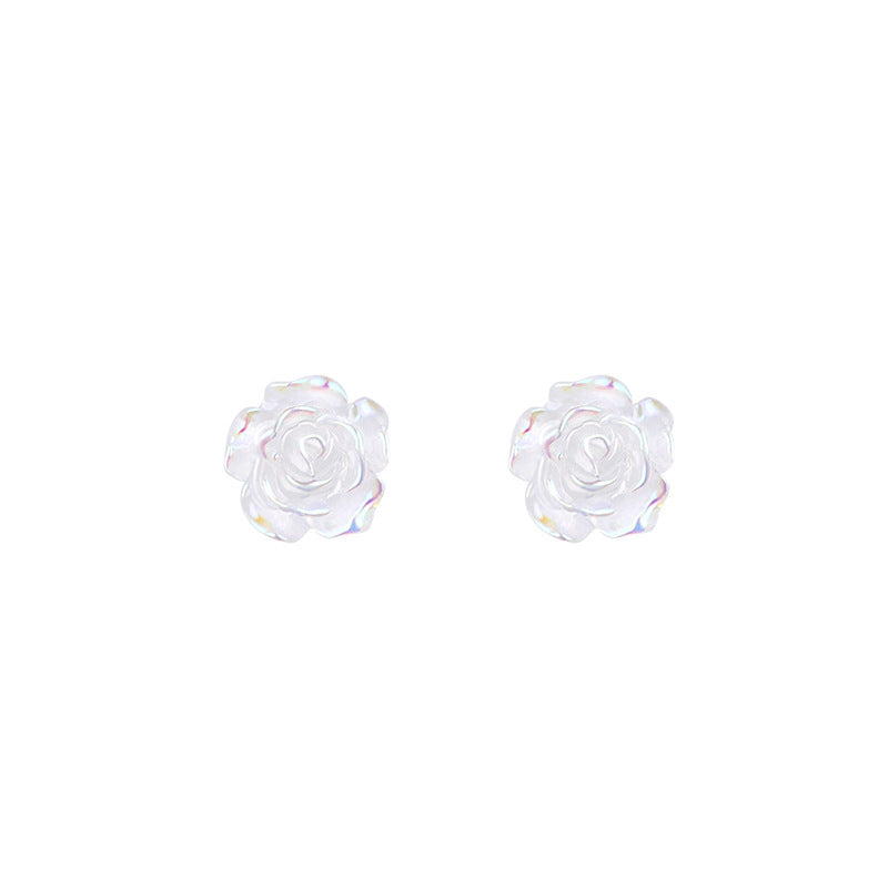 White Rose Flower Stud Earring