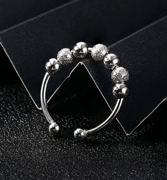 Sterling Silver Bead Adjustable Fidget Ring