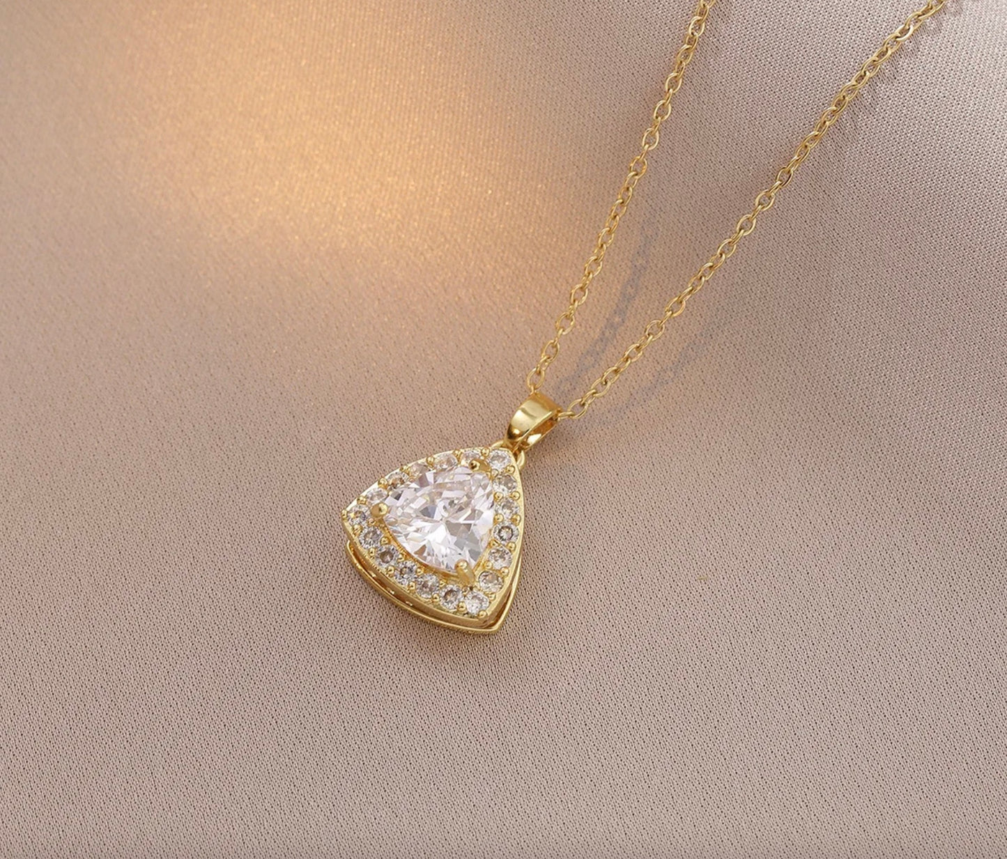 Stainless Steel White Triangle Rotating Necklace