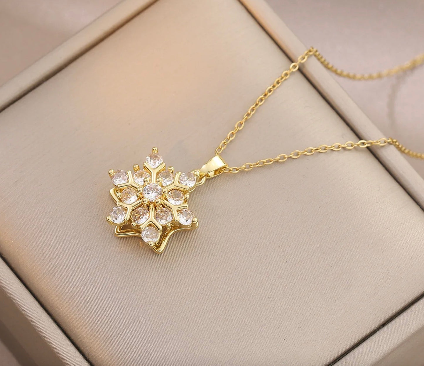Snowflake Rotating Necklace Stainless Steel