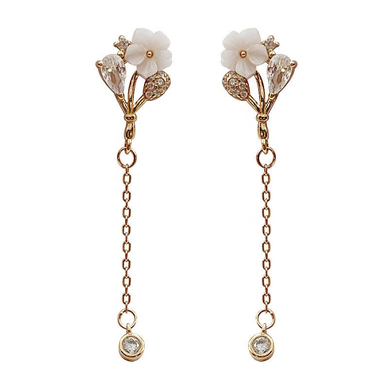 Flower Tassel Dangling Earrings