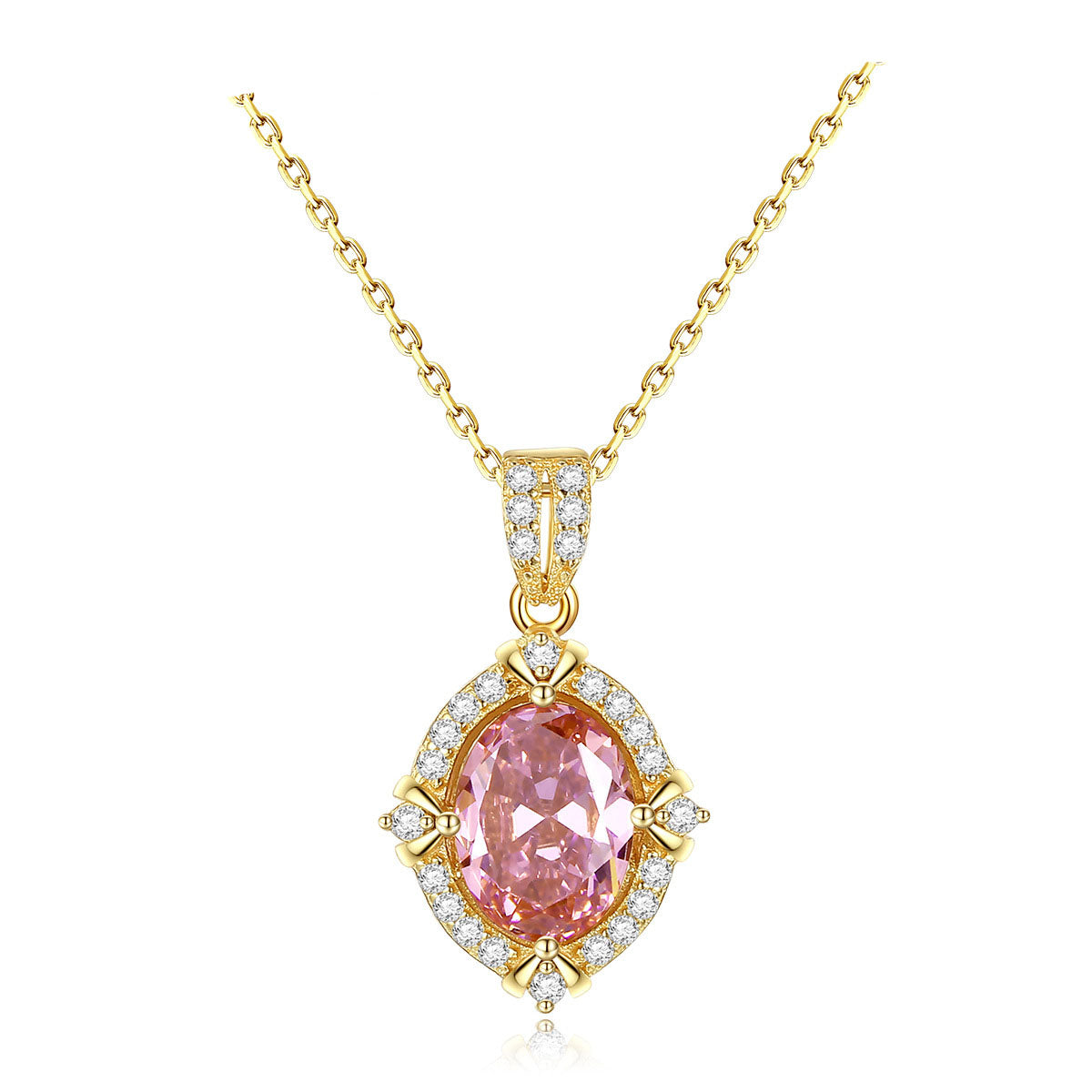 Elegant Oval Pink Necklace