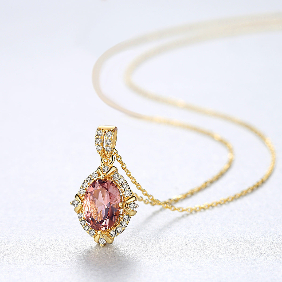 Elegant Oval Pink Necklace