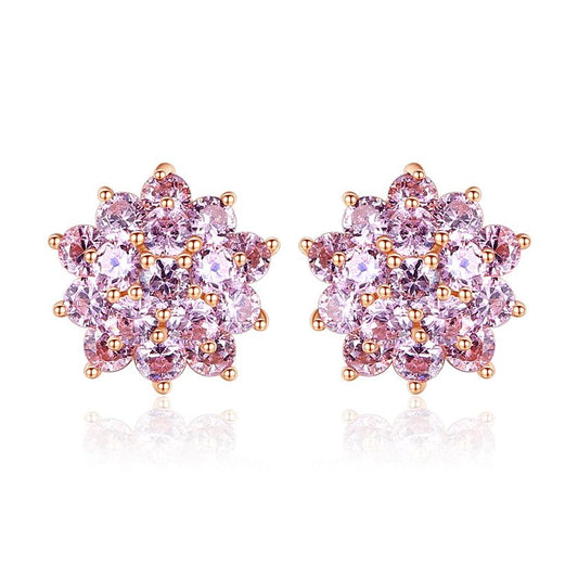 Pink Flower Stud Earrings