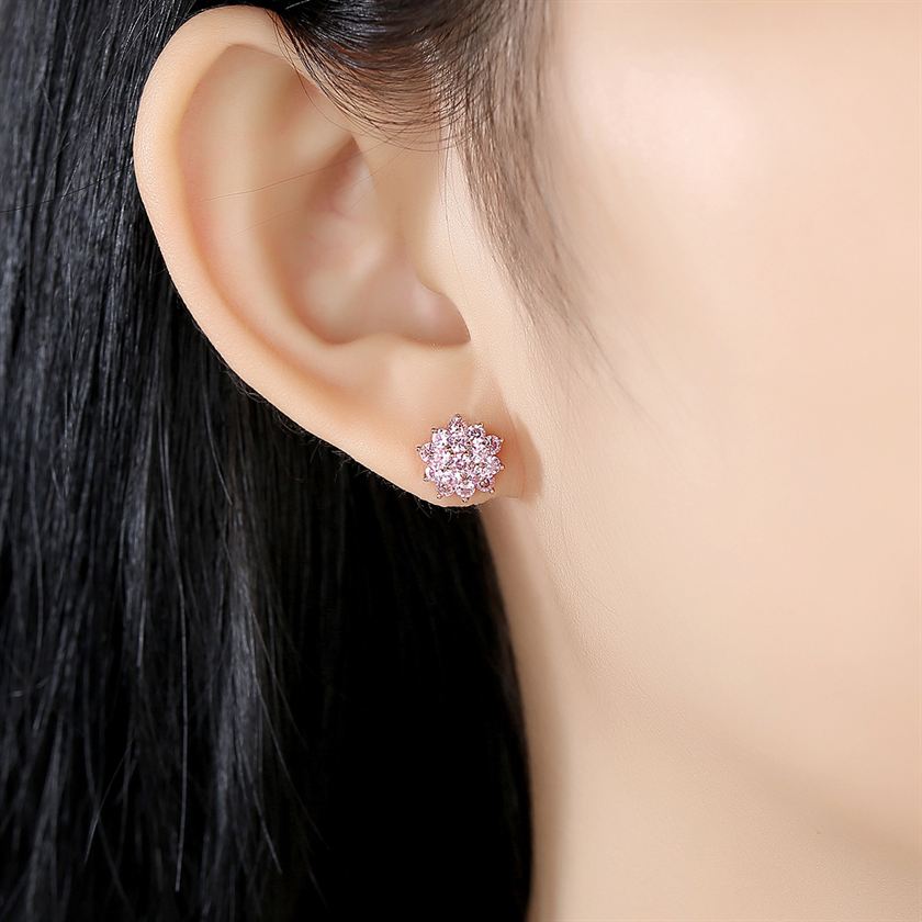 Pink Flower Stud Earrings