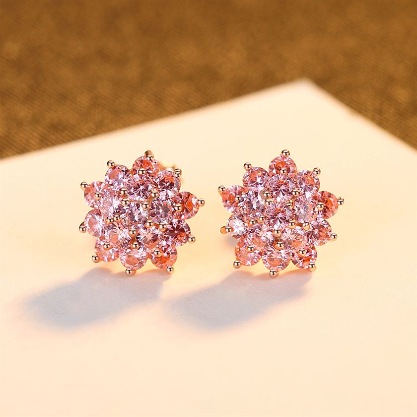 Pink Flower Stud Earrings